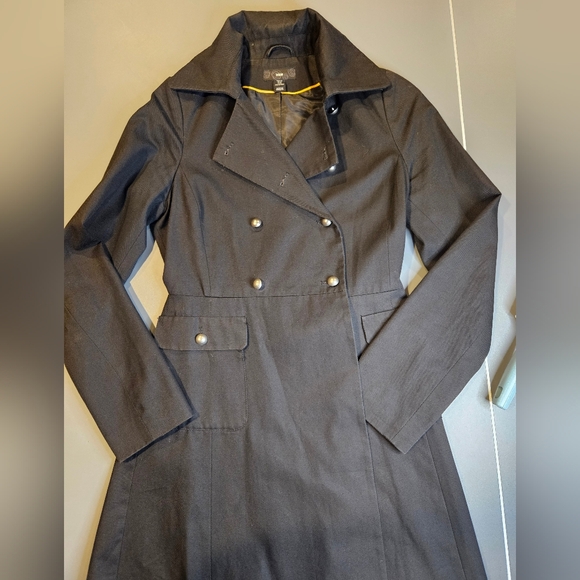 Peacoat/Military Style Trench Coat Black H&M Size 8 - Picture 2 of 8